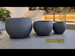 Durable Blue Fiber Clay Round Flower Planter with Drainage