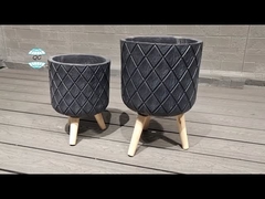 Elegant Fiberclay Planter with Hand Carved Finish