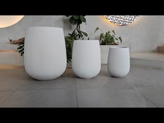 Garden Round Fiber Clay Pots Hand Carved 10 Inches