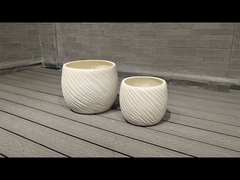 Waterproof And Fireproof Fiber Clay Planter Φ350*H240 with Drainage Holes and Φ300*H210