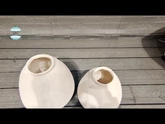 Hand Carved Round Vintage Fiber Clay Planter with Classic Vintage Finishing