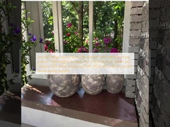 neutral beige round fiber clay planter with vertical stripe pattern lightweight durable low-maintainence flower pot holiday Villa hotel shopping mall office decoration garden landscaping project