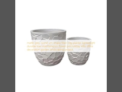 matte grey round urn-shape fiber clay planter lightweight durable low-maintainence flower pot holiday Villa office decoration garden landscaping project
