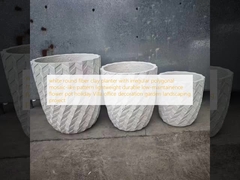 white round fiber clay planter with  irregular polygonal mosaic-like pattern lightweight durable low-maintainence flower pot holiday Villa office decoration garden landscaping project
