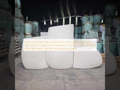 white round fiber clay planter with a herringbone pattern lightweight durable low-maintainence flower pot holiday Villa office decoration garden landscaping project