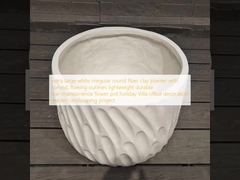 extra large white irregular round fiber clay planter with curved, flowing outlines lightweight durable low-maintainence flower pot holiday Villa office decoration garden landscaping project