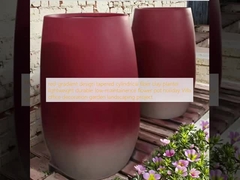  red-gradient design tapered cylindrical fiber clay planter lightweight durable low-maintainence flower pot holiday Villa office decoration garden landscaping project