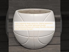 classic basketball design sporty fun -themed appearance spherical fiber clay planter lightweight durable low-maintainence flower pot holiday Villa office decoration garden landscaping project