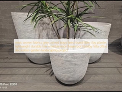 minic woven fabrics grey curved wavy lines round fiber clay planter lightweight durable low-maintainence flower pot holiday Villa office decoration garden landscaping project