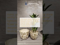 mimic uneven texture of natural stone earthy tone round fiber clay planter lightweight durable low-maintainence flower pot holiday Villa office decoration Rooftop Gardens landscaping project