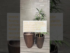 bronze - brown hue with irregular flowing wave round fiber clay planter lightweight durable low-maintainence flower pot holiday Villa office decoration Rooftop Gardens landscaping project