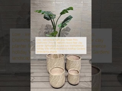 Low - key Unique light gray Flower Pots: Distinctive Chevron Patterns round fiber clay planter lightweight durable low-maintainence holiday Villa office decoration Rooftop Gardens landscaping project