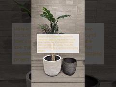 Unique white Flower Pots: Distinctive horizontal stacked-ring textures round fiber clay planter lightweight durable low-maintainence holiday Villa office decoration Rooftop Gardens landscaping project