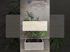 Unique white Flower Pots: Distinctive horizontal stacked-ring textures rectangular fiberclay planter lightweight durable holiday Villa office decoration Rooftop Gardens landscaping project