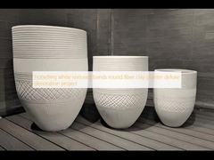 hotselling white textured bands round fiber clay planter deluxe decoration project