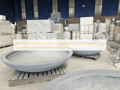 extra large shallow circular  round fiber clay planter garden park succulents ground covers landscaping