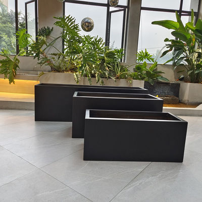Matte Garden Fiberglass Flower Pots Black Color For Outside