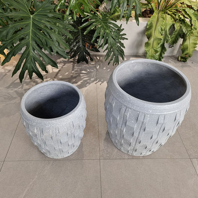 Buy Hand Carved Unique Textures Finished Fiber Clay Flower Box for Indoor Garden Display online manufacture