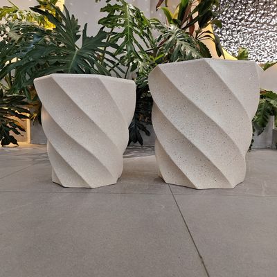 Buy Reinforced Plant Pot Handcrafted Cream colored Clay and Fiber Vase For Home Decor online manufacture