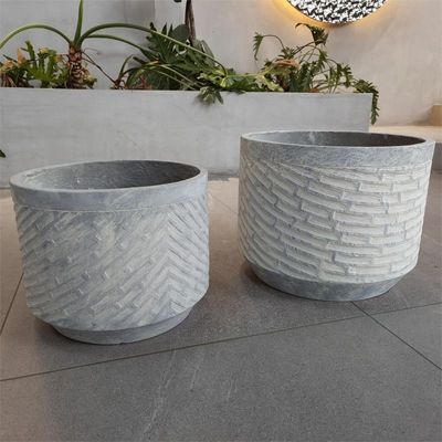 Buy Unique Texture Surface Fiber Clay Planter Frost Resistant Round Flower Pot with Matte/Glossy Finish online manufacture