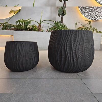Buy Modern Round Heavy Fiber Clay Planter Hand Carved For Home Garden Decor online manufacture