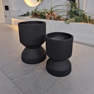 Buy Round Minimal Texture Fibre Clay Plant Pot Lightweight In Black online manufacture