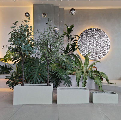 Buy Large Rectangular Fiberglass Flower Pots Customized Size For Home Decor online manufacture