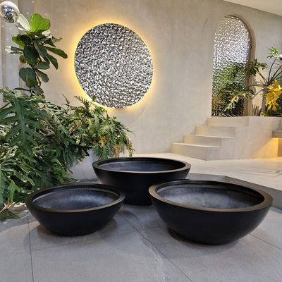 Buy Bowl Shape Black Fiberglass Plant Pots for Garden Home Floor online manufacture