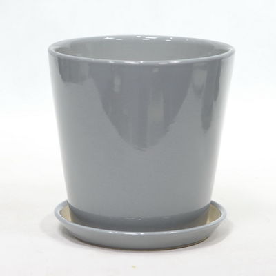Buy Indoor Round Glossy Grey Ceramic Planter With Drainage online manufacture