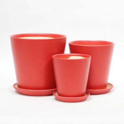 Buy Glossy Single Lightweight Indoor Ceramic Pots With Drainage Tray online manufacture