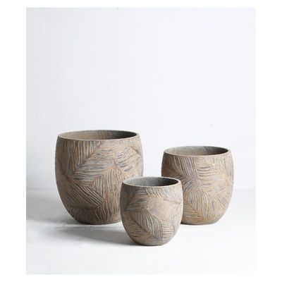 Buy Modern Round Shape Weather Resistant Indoor Outdoor GRC Planter Pots With Drainage Hole online manufacture
