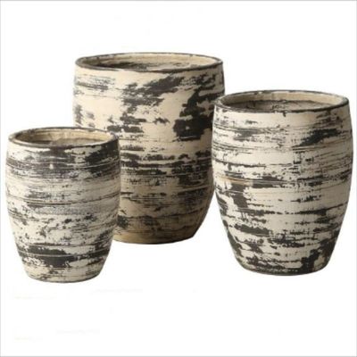 Buy Hand Carved GRC Planter Pots Fireproof With Drainage Hole Scrub Surface online manufacture