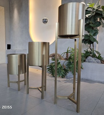 Buy Garden Multifunctional Stainless Steel Planter Pots Round Cylinder With Stand online manufacture