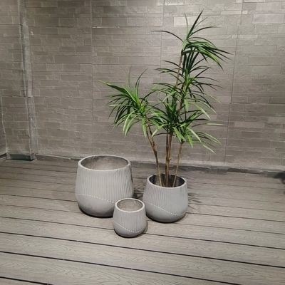 Buy Durable White Fiber Clay Planter with Drainage Holes online manufacture