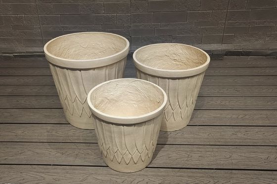 Buy Elegant Fiberclay Planter with Hand Carved Finish online manufacture
