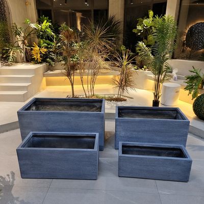 Buy Green Fiber Clay Outdoor Planters with Rectangle Shape Frost Resistant Flower Pot online manufacture