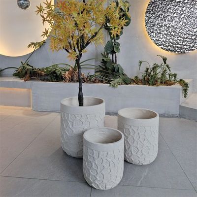 Buy Round Fiber Cement Pot D380*H410 D290*H350 7-8 Years Life Time Texture Surface online manufacture