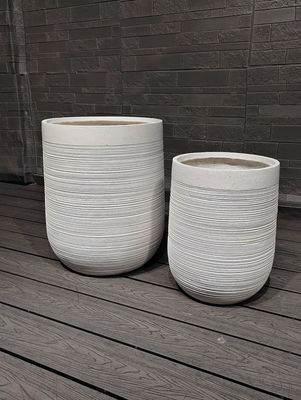 Buy Φ300*H400 Fiber Clay Planter Keep 5-6 Years Outdoor Life Texture Surface Weather-resistant and Long-lasting Design online manufacture