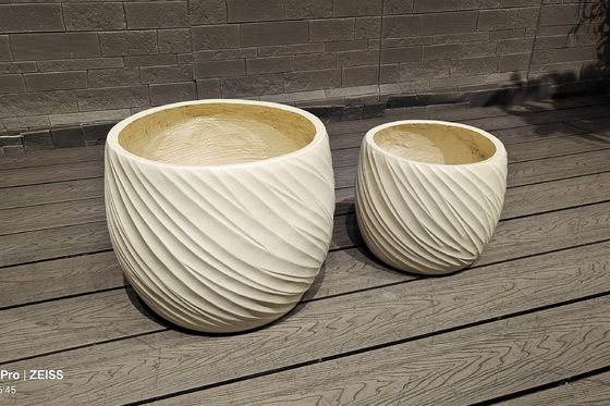 Buy Waterproof And Fireproof Fiber Clay Planter Φ350*H240 with Drainage Holes and Φ300*H210 online manufacture
