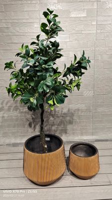 Buy Customed Fiber Clay Planter With 7-8 Years Indoor Life Time Round Shape online manufacture