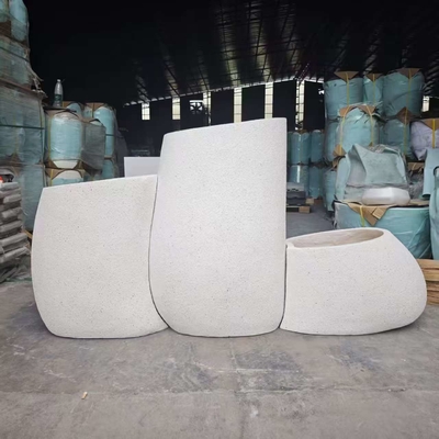 Buy extra large white irregular round fiber clay planter with curved, flowing outlines lightweight durable low-maintainence flower pot holiday Villa office decoration garden landscaping project online manufacture