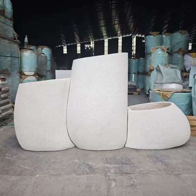 Buy Stylish Extra Large White Irregular Curved Flowing Outlines Round Fiber Clay Planter online manufacture