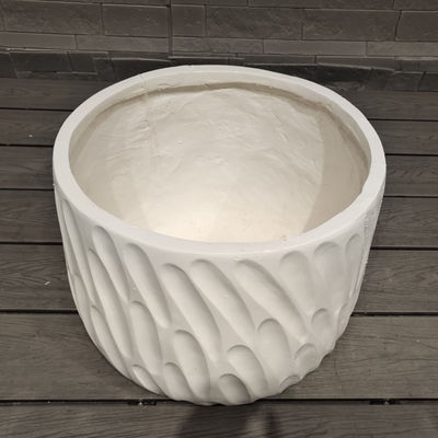 Buy Curved Flowing Ocean Breeze Pattern White Round Fiber Clay Planter Garden Landscaping online manufacture