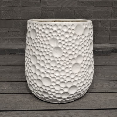 Buy Pebble  Shaped Protrusion Pattern White Clean Cylindrical Shape Fiber Clay Planter online manufacture