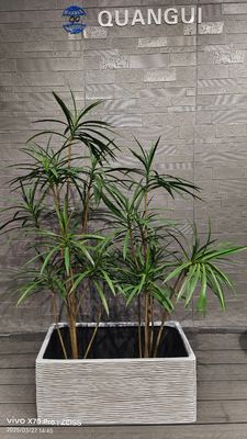 Buy Unique White Flower Pots Horizontal Stacked-ring Rectangular Fiberclay Gardens Landscaping Project online manufacture