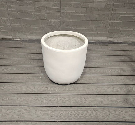 Buy White Matte Round Fiber Clay Commercial Outdoor Planter Architectural Landscaping Design online manufacture