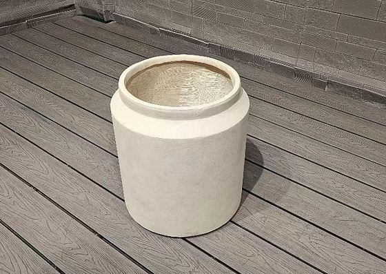 Buy Light Beige Straight Cylinder Fiber Clay Outdoor Planter Architectural Landscaping Design online manufacture