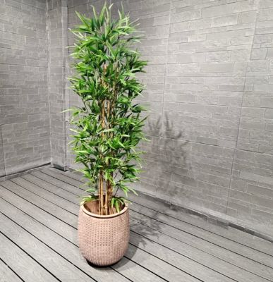 Buy Light Tan Studded Design Round Fiber Clay Outdoor Planter Architectural Landscaping Design online manufacture