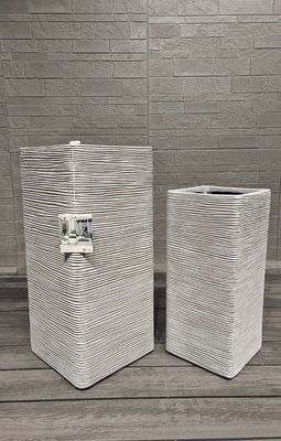 Buy Modern Square Column Flower Box for Living Room Shopping Mall Floor Decor Finished Clay Cement Flower Pot Spray Paint Design online manufacture