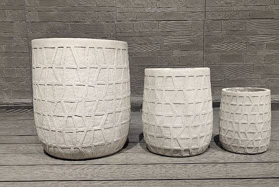 Round Fiber Clay Planter for Indoor and Outdoor Use